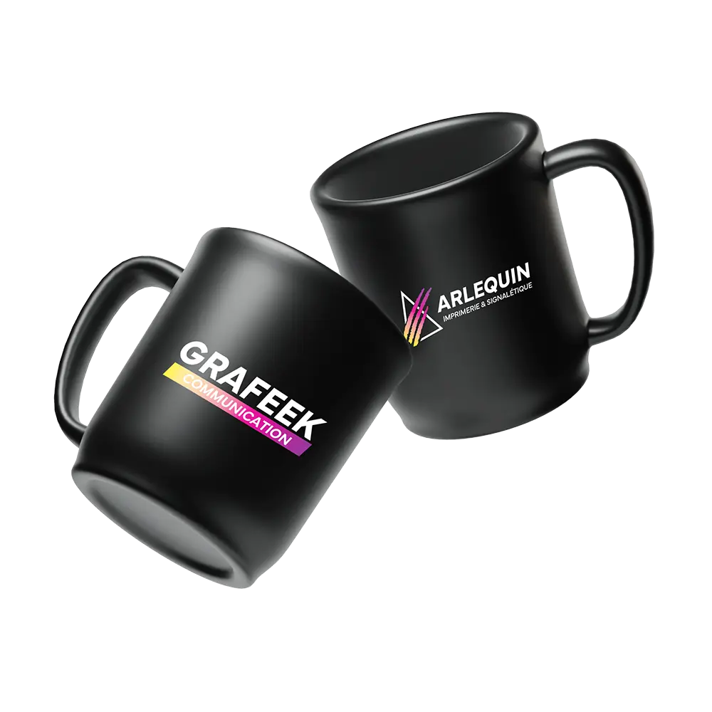 Mokup de mug de Grafeek Communication / Imprimerie Arlequin, agence de communication visuelle à Dommartin-lès-Toul